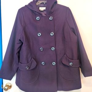Charles Klein Wool Hooded Purple Coat 2XL